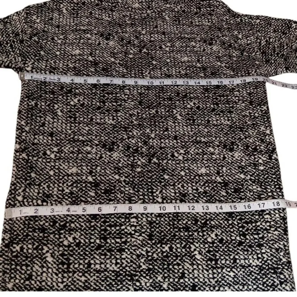 AKRIS PUNTO Woven Knit Sweater Dress 8 Tweed Textured Zip Side Pockets Black